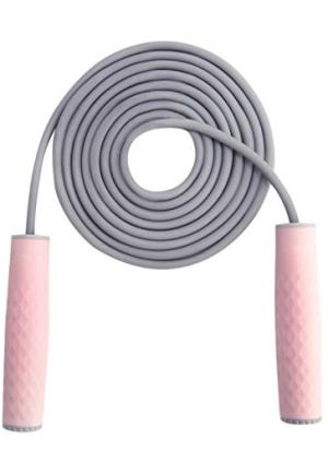 CXCC Weighted Skipping Rope Weighted Jump Rope(1LB) Silicone Handles Jump Rope Adjustable Length Jumping Rope for Basic Jumping Training for Women & Men Workouts,Fitness,Beaded Jump Rope Endurance Weight Lose (PINK)