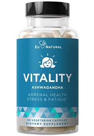Vitality Adrenal Support, Cortisol Manager, Fatigue Fighter – Stress Relief, Healthy Cortisol, Focused Energy – Ashwagandha, Magnesium, L-Tyrosine – 60 Vegetarian Soft Capsules