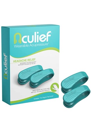Aculief - Award Winning Natural Headache, Migraine, Tension Relief Wearable – Supporting Acupressure Relaxation, Stress Alleviation, Soothing Pain - Simple, Easy, Effective 2 Pack - (Small Teal)