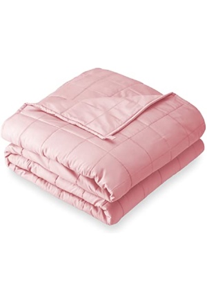 Bare Home Weighted Blanket Twin or Full Size 10lb (40" x 60") for Kids - All-Natural 100% Cotton - Premium Heavy Blanket Nontoxic Glass Beads (Light Pink, 40"x60")