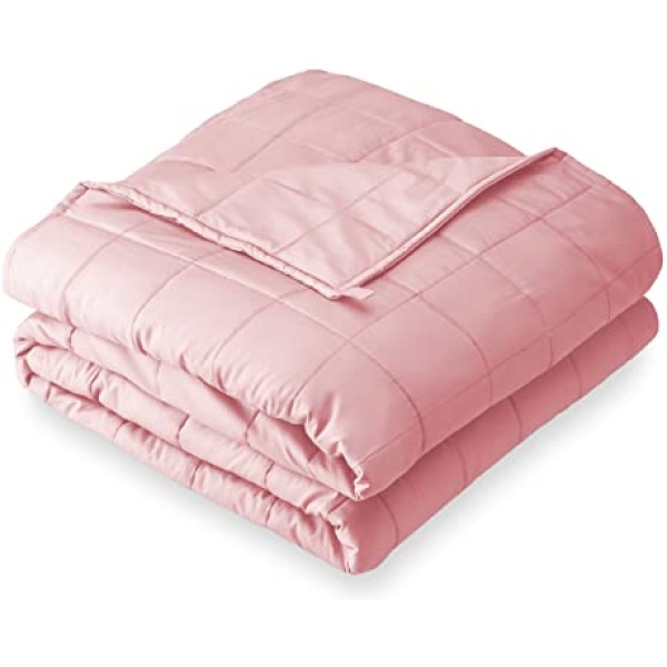 Bare Home Weighted Blanket Twin or Full Size 10lb (40" x 60") for Kids - All-Natural 100% Cotton - Premium Heavy Blanket Nontoxic Glass Beads (Light Pink, 40"x60")