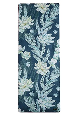 POPFLEX by Blogilates Flourishing Foliage Vegan Suede Yoga Mat With Strap - Ultra Absorbent Exercise Mat - Non Slip Yoga Mat - Large Yoga Mat for Women - Wide Yoga Mat, Thick Texture for Support