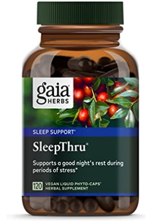 Gaia Herbs SleepThru - Natural Sleep Aid Supplement with Organic Ashwagandha Root, Organic Magnolia Bark, Passionflower, and Jujube Date - 120 Vegan Liquid Phyto-Capsules (60-Day Supply)