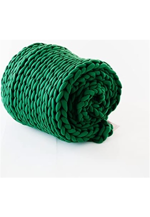 Nuzzie 20lb Queen Knit Weighted Blanket - Sleeps Cooler Than The Competition - Hand Woven Chunky Knit - Breathable and Cooling - Green